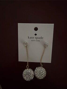 Brand New Kate Spade Crystal Ball Drop Earrings in Silver and Gold